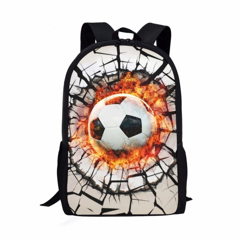 Football Fire Pattern 3D Print Students School Bag Boys Girls Book Bag Teenager Casual Backpack Women Men Storage Rucksacks