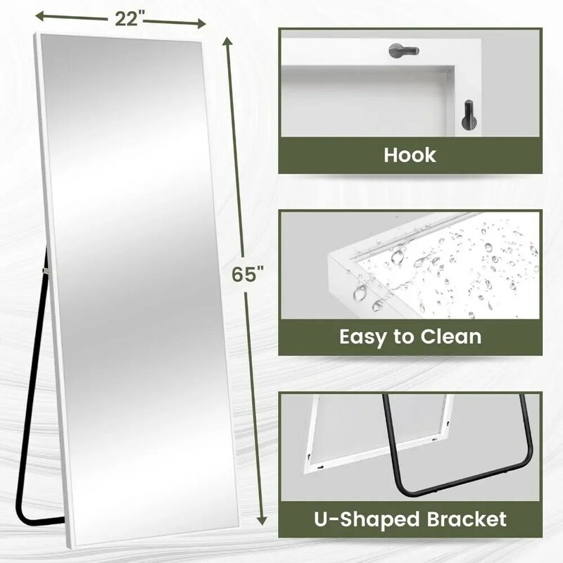 Specchi rettangolari grandi in lega di alluminio con telaio sottile specchio a figura intera in piedi appeso o pendente contro il trasporto a parete gratuito