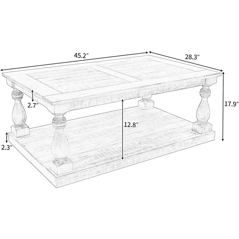 Coffee Table with Storage, Modern Living Room Reception, Wooden Coffee Table