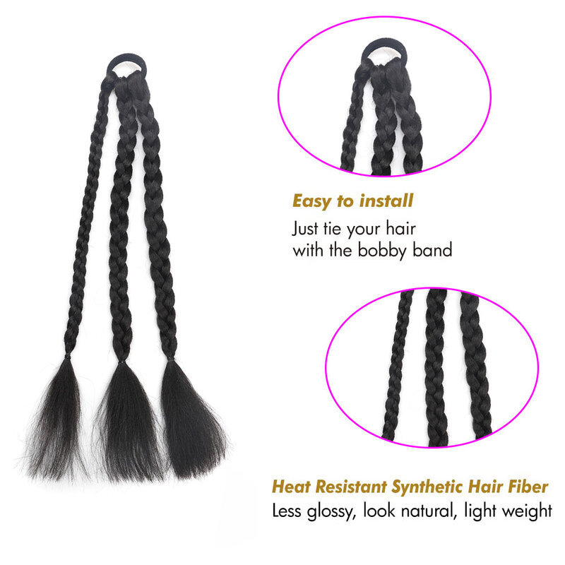 20 pollici lunga scatola sintetica trecce coda di cavallo estensioni dei capelli coda di cavallo parrucchino con elastico per le donne naturale nero marrone