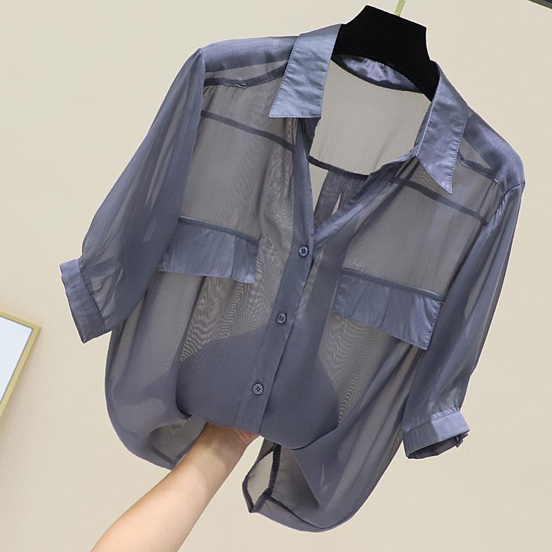 Coreano estate donna 2024 nuovo Patchwork sottile colletto quadrato tasca con bottoni moda tinta unita sciolto Casual camicie a maniche corte