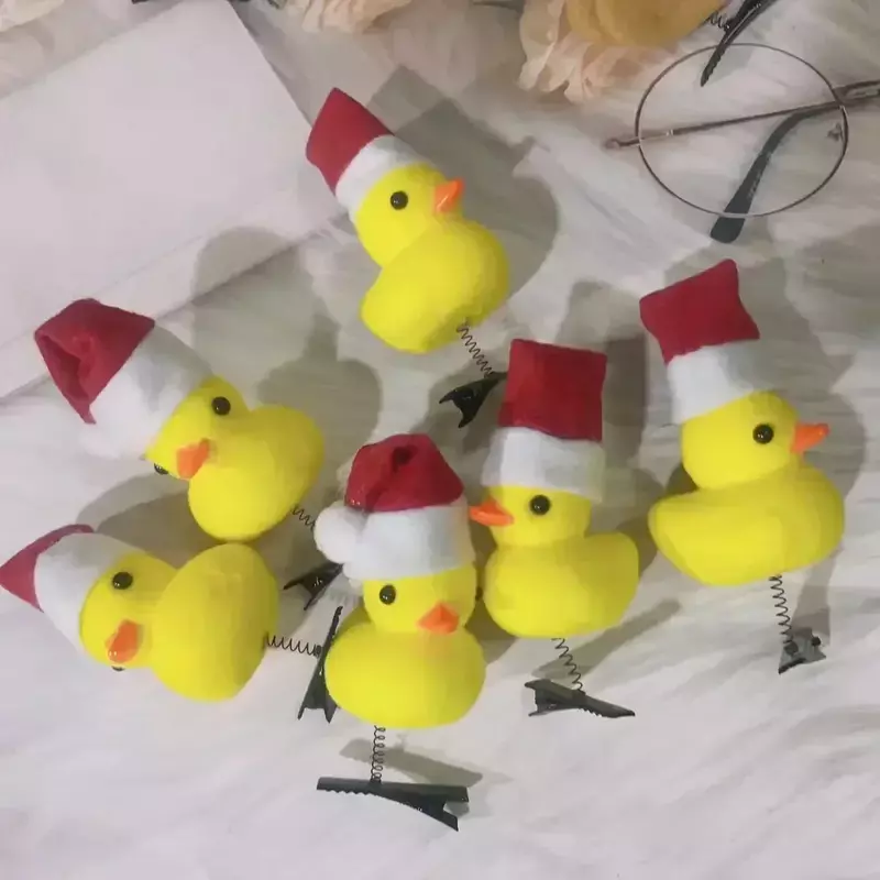 Lote de 10/20/50/100 unidades de horquilla de felpa de pato amarillo con Orejas de conejo en 3D para niños, accesorios de Clip de pico de pato