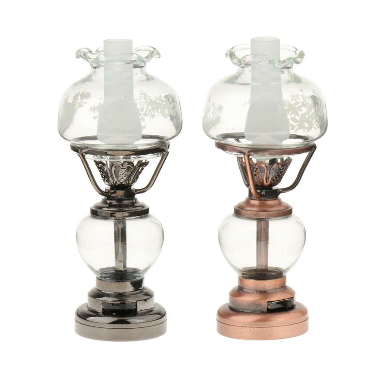 1/12 modello di lampada a olio da tavolo in miniatura per casa delle bambole per la costruzione del giardino delle fate