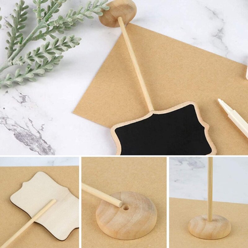 20 Pieces Mini Blackboards with Easel Stand Chalkboard Signs Message Board Signs for Wedding and Event Decorations Y3ND