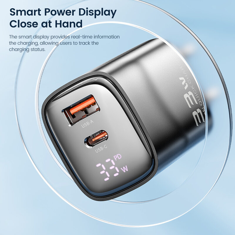 Toocki-Chargeur GaN USB C à affichage numérique, charge rapide, chargeur de type C pour iPhone 15, 14, 13, 12, Samsung Galaxy S23, S22, Xiaomi, 33W