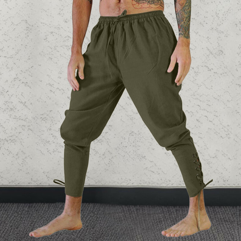 กางเกงลำลองขายาวสำหรับผู้ชายกางเกงฮาโลวีนสำหรับผู้ใหญ่กางเกงขายาวชุดคอสเพลย์ผู้หญิงลำลองยุคกลาง