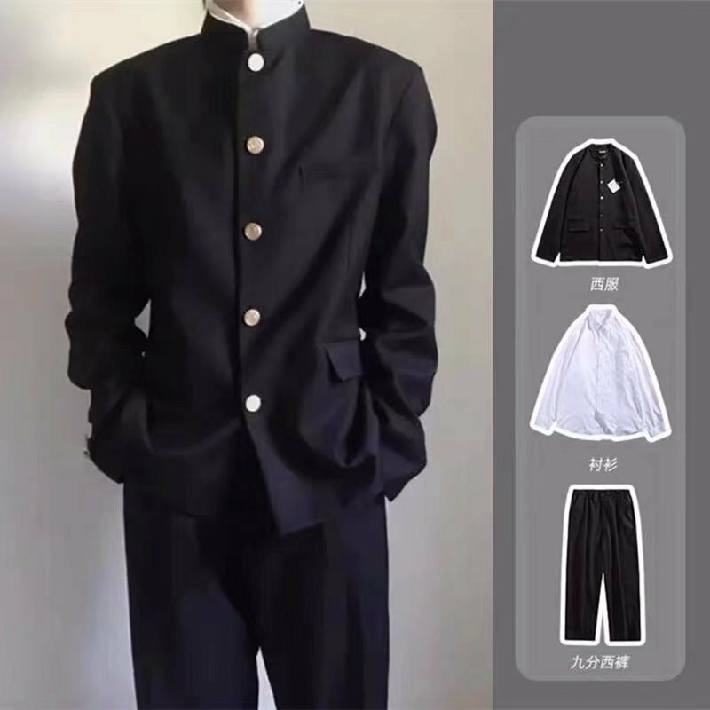 Zhongshan suit Japanese school uniform DK uniform male high street ruffian handsome suit three piece set high-end street suit
