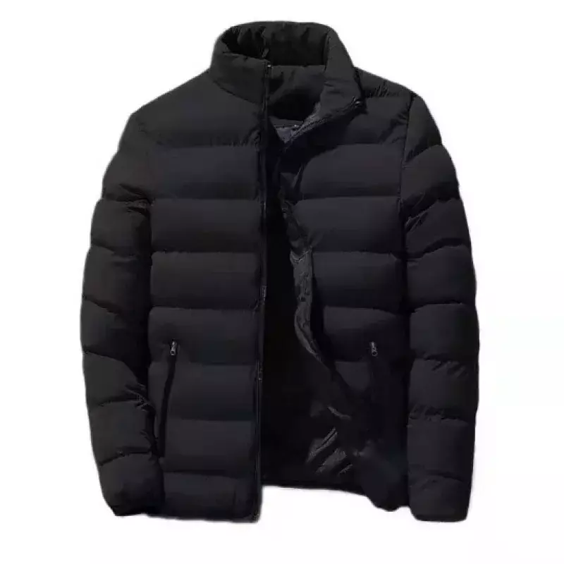 معطف قصير ضيق أحادي اللون للرجال ، معطف قطني بياقة وهمية ، اتجاه الشباب ، النسخة الكورية ، الشتاء ،