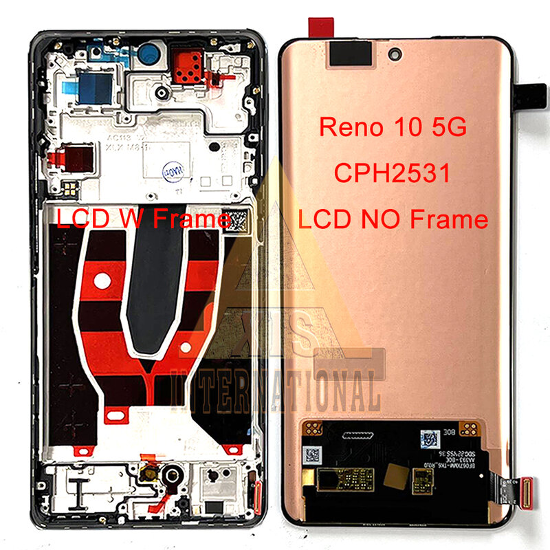 Oppo Reno 10 Pro CPH2525 용 정품 AMOLED LCD 디스플레이 및 터치 프레임, Reno10 Pro + Plus CPH2521/ Reno 10 5G CPH2531