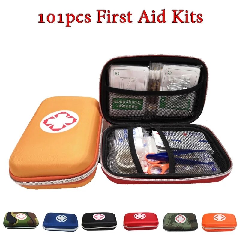 6/Color 101Pcs Kit di pronto soccorso EVA impermeabile per esterni portatile per cure mediche di emergenza da viaggio per persone in famiglia o in campeggio