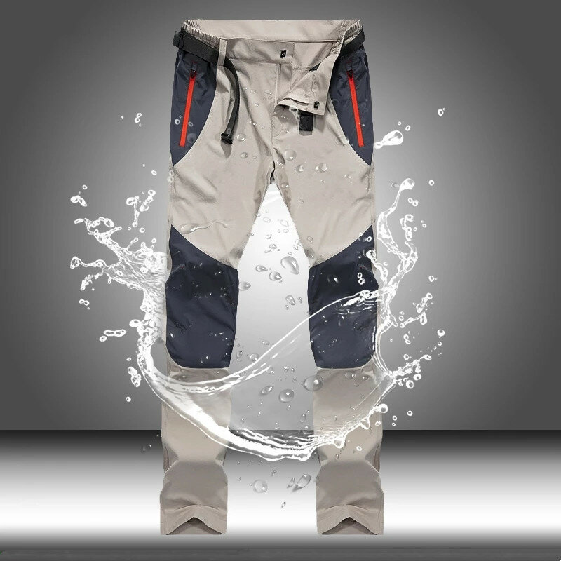 Celana Kargo Tahan Air Taktis Celana Panjang Pria Musim Panas Cepat Kering Celana Panjang Pria Luar Ruangan Olahraga Trekking Berkemah Memancing Ukuran M-4XL