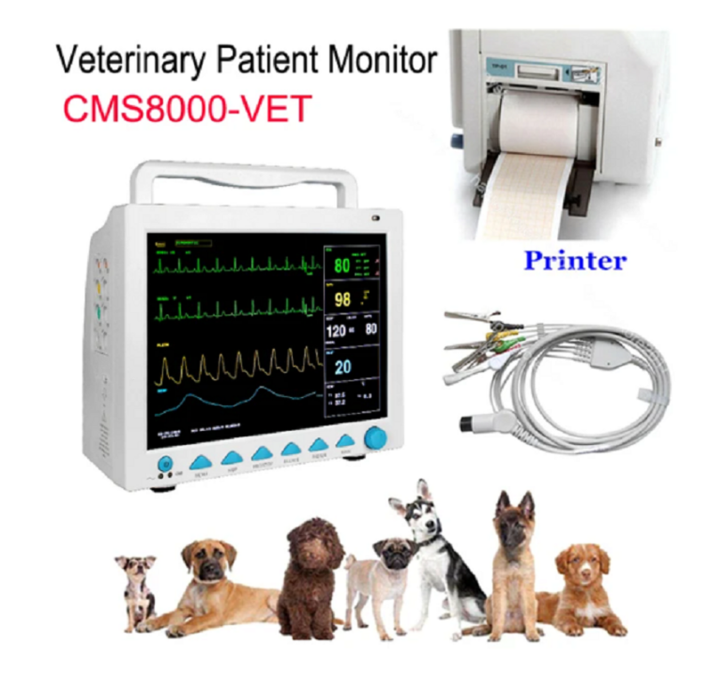 CONTEC CMS8000 Veterinary Monitor 12.1'' Color LCD Display Mulit-parameter ECG RESP NIBP SpO2 ETCO2 IBP TEMP Vital Sign Monitor