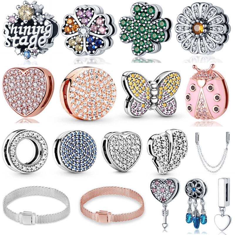 2022 Baru 925 Perak Prata Datar Manik Pesona Liontin untuk Pandora Manik-manik Gelang Kalung DIY Wanita Asli Perhiasan Kustomisasi