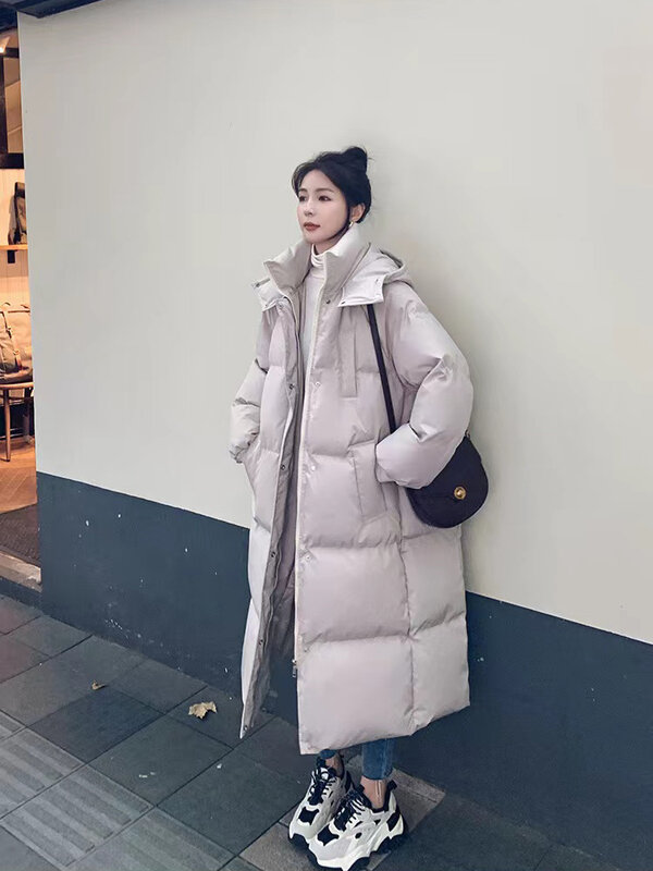 Chaqueta acolchada para mujer, abrigos gruesos y cálidos con capucha, prendas de vestir informales de gran tamaño, moda coreana, otoño e invierno, 2022