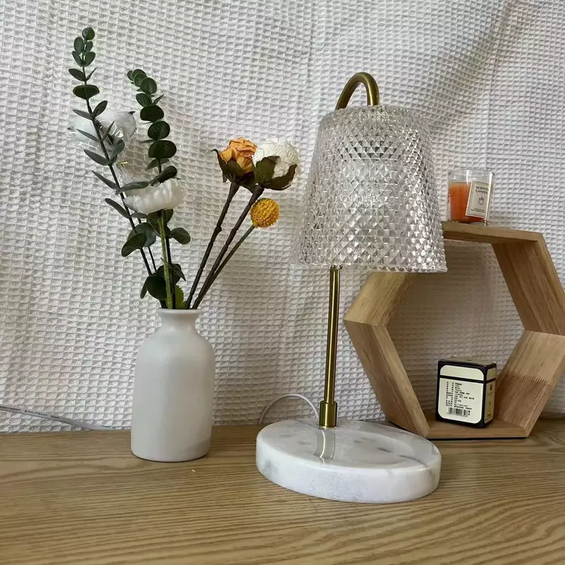Стеклянная Настольная мини-лампа в стиле ретро, подсвечник для ароматерапии, прикроватная лампа для спальни, для обучения, офиса, дома, лампа для подогрева свечей