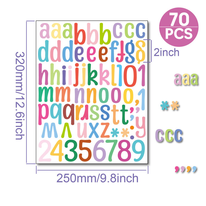2-Дюймовая цветная наклейка с большими буквами, дверь для Классного почтового ящика, украшение для детской комнаты, наклейка с цифрами и буквами, Детские канцелярские наклейки