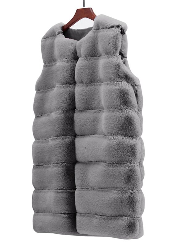 Manteau en fausse fourrure pour femme, gilet en fourrure, veste chaude, mince et longue, mode décontractée, hiver 2023