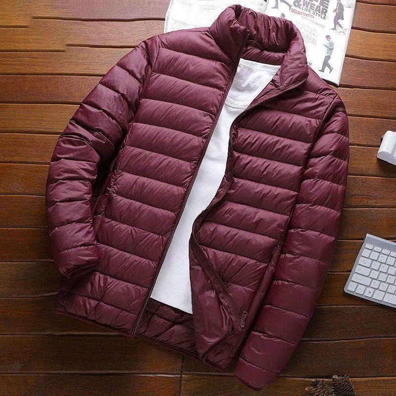 Куртка мужская Тонкая с воротником-стойкой, хлопковая однотонная приталенная короткая парка в Корейском стиле, повседневный пиджак с длинным рукавом, большие размеры, Осень-зима