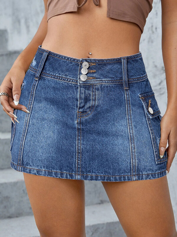 Damska jeansowa spódniczka wiosna moda na co dzień jeansowa spódniczka wysoki stan w stylu ulicznym Slim Sexy Denim krótka spódniczka damska