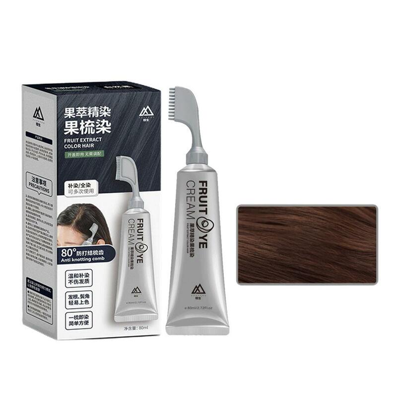 Krim pewarna rambut hitam Xusheng dengan sisir, warna lembut tahan lama mudah Set rambut tidak produk alat pewarna iritasi Op K5T4