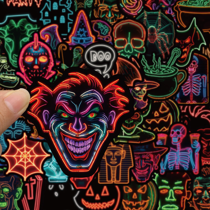 Desenhos animados Neon LED Halloween Adesivos, DIY Decalque Pegatinas, Fit para Mala, Skate, Laptop, Bagagem, Telefone, Car Styling, 10 Pcs, 30 Pcs, 50Pcs