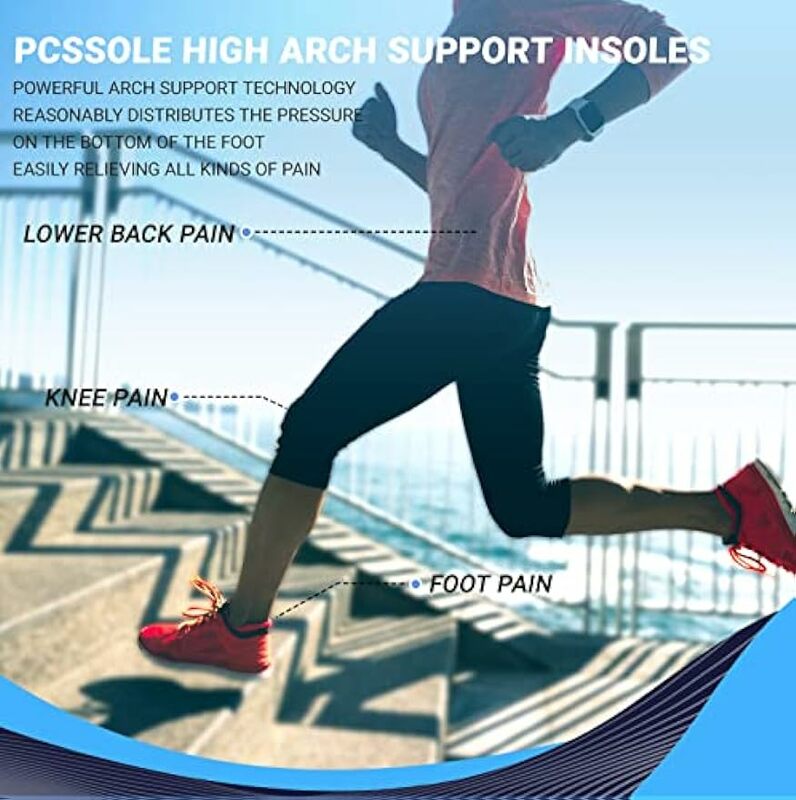 PCSsole Orthopedic High Arch Support Insoles 220+lbs Comfort Gel Work Boot Insert For Feet Pain Heel Spur Pain Men And Women