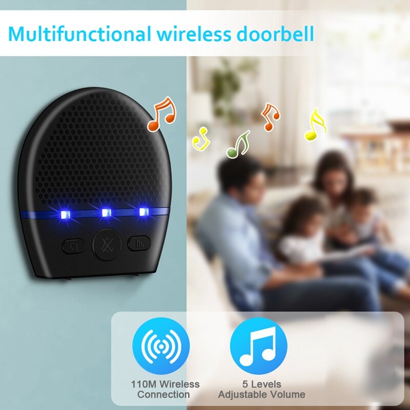Wireless Doorbell Waterproof 300M Remote LED Flash Security Alarm Outdoor House Welcome Bell Smart Home Door Bell Chime