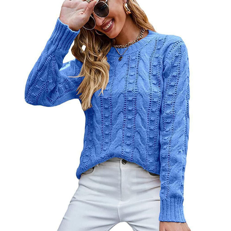 Sweater Pullover Kasual Vintage Musim Gugur dan Dingin Atasan Jumper Rajutan Lengan Panjang Wanita Sweater Longgar Y2K Pakaian Mujer 23239