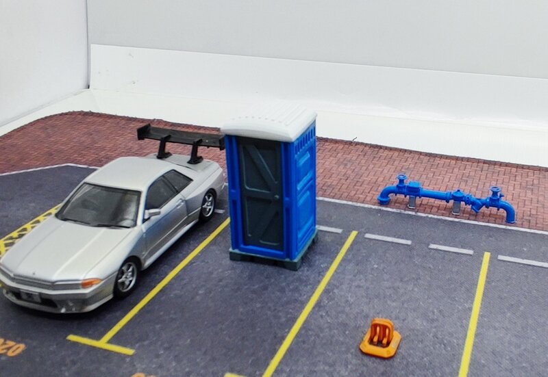 HO 수동 자동차 모델 장면 시뮬레이션 화장실 모바일 화장실 차고 모래 테이블, 1:64 1/87 G053