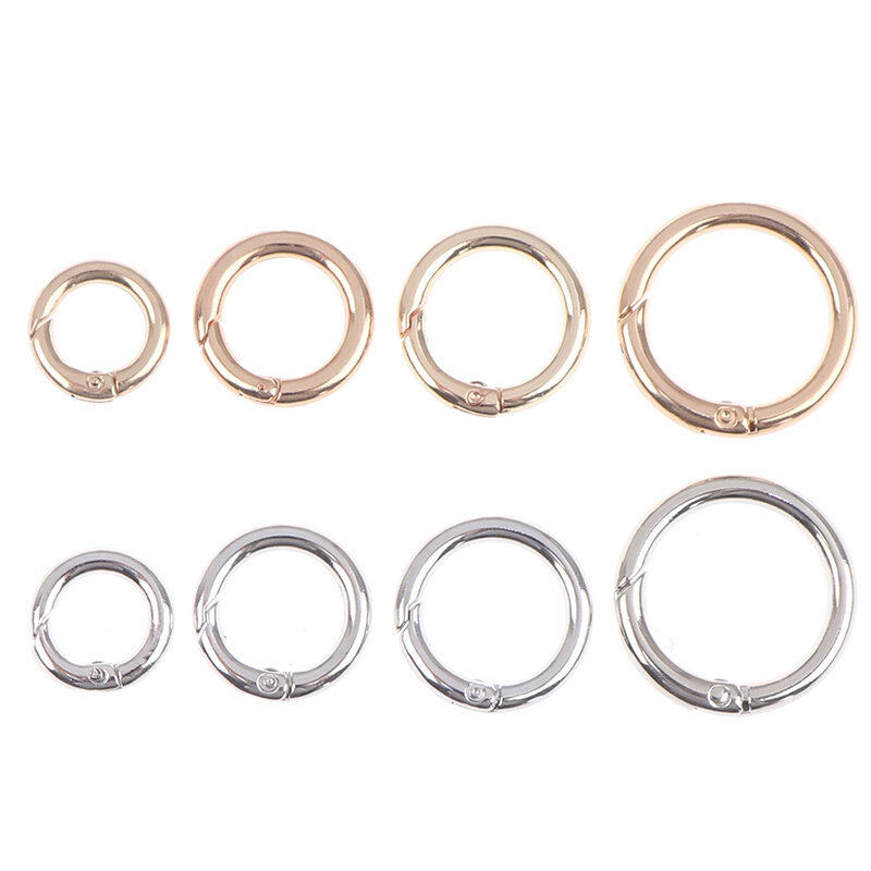 2Pcs O Ring Clasp Metal Spring Gate Keyring Buckles Clips Round Buckles Carabiner Handbags Dog Chains For DIY Jewelry Making