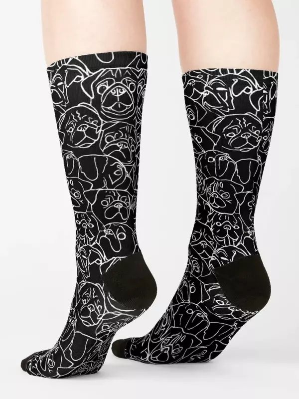 Kaus kaki pug hitam kaus kaki pria termal musim dingin hadiah lucu kaus kaki wanita