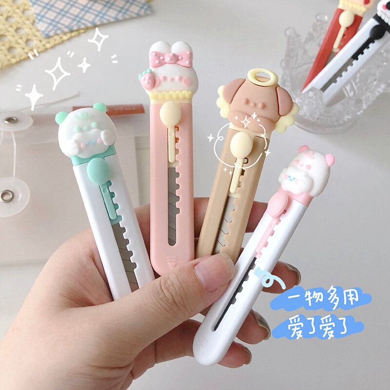 Cute Cartoon Animals Utility Knife MINI Pocket Sized Craft Wrapping Box Paper Envelope Cutter Letter Opener Student Art Supplies