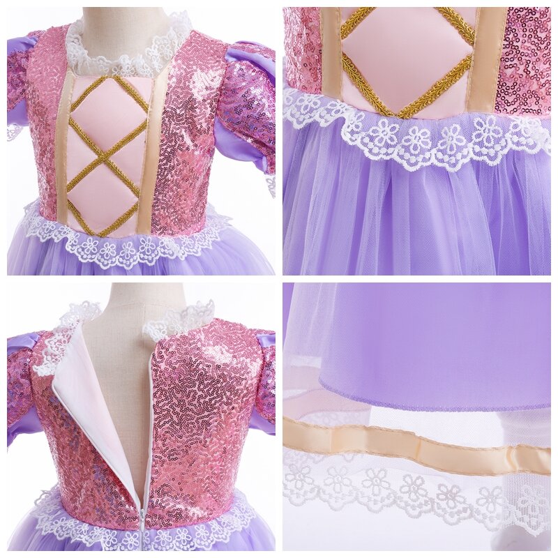 Женское платье для Хэллоуина, костюм принцессы для косплея на день рождения, женский подарок, сетчатая одежда с фиолетовыми блестками