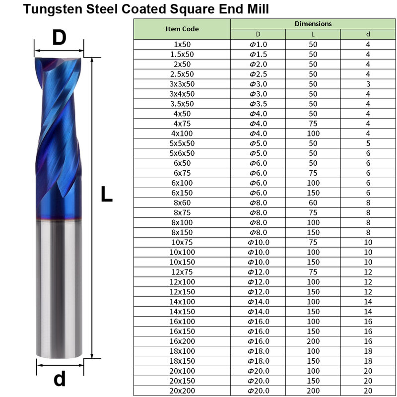 MZG HRC-4 Flauta Praça Fresa, Tungsten Aço End Mill, Usinagem de titânio, CNC Hard Alloy, Carbide Tool, 45, 55, 65, 2 Borda