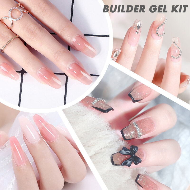 Nude Pink 60g/2.1oz Hard Gel Kit AIJIMEI Gel Builder Hard Gel Nail Extension Kit  Hard Gel Builder for Nails