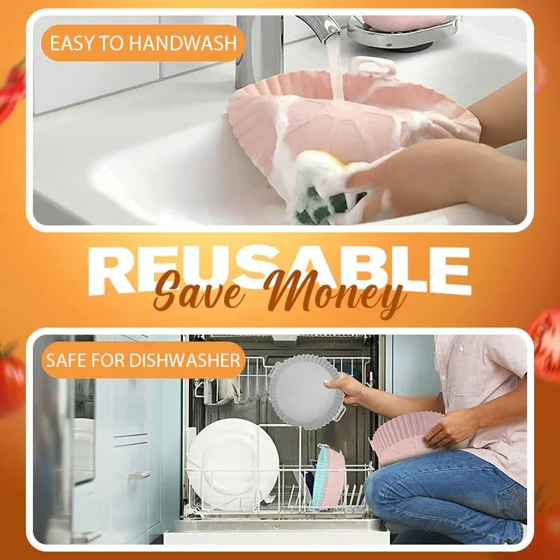 Air Fryer Silicone Baking Tray Reusable Basket Mat Non-Stick Round Microwave Pads Baking Mat Oven Air Fryer Liner Dropshipping