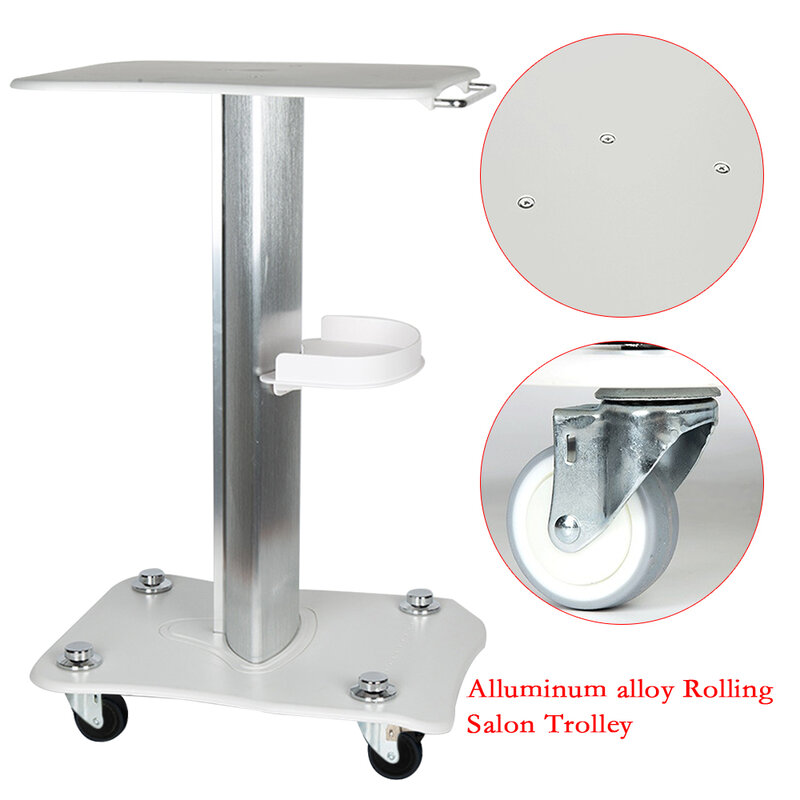 Troli rol memuat 40kg penyimpanan pengolahan Salon kecantikan stabil dan kuat aluminium Aloi putih