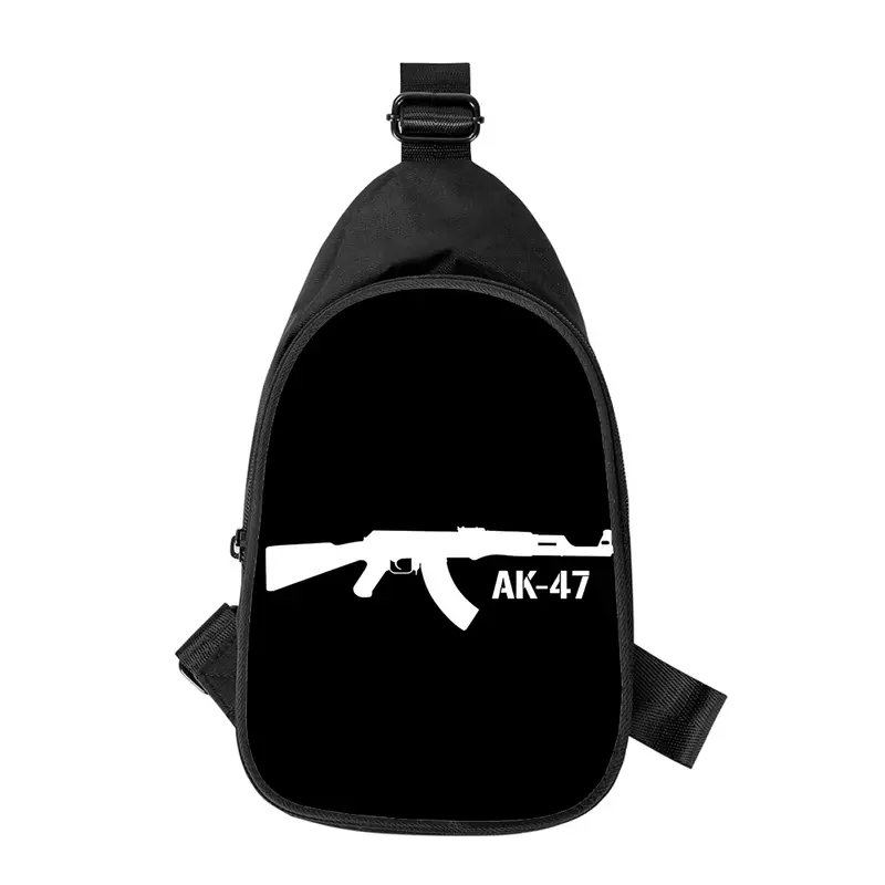 Сумка на плечо AK47 для мужчин и женщин, Мужская школьная нагрудная сумка с 3D принтом пистолета, пуль, по диагонали