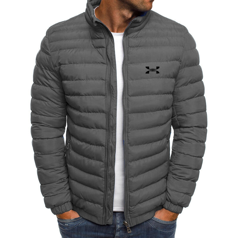 Jaqueta de parka masculina com gola alta, casaco quente, moda de rua, marca casual, exterior, inverno
