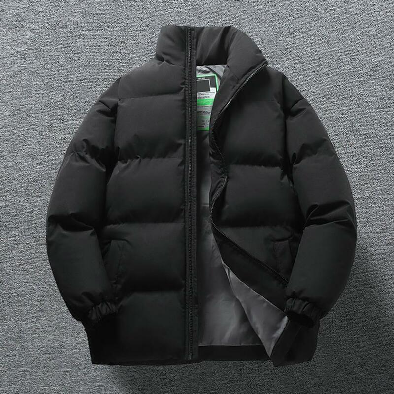 스탠드 칼라가 있는 패딩 재킷, 지퍼 클로저, 두꺼운 패딩, 유니섹스 야외 재킷, 목 보호, 겨울 코튼 코트