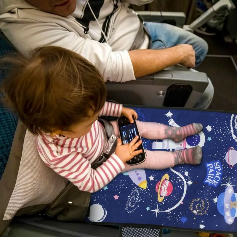 Cama de avión de viaje de tela Ox, cómoda hamaca rectangular de Color sólido, extensor de asiento con patrón de dibujos animados para niños pequeños