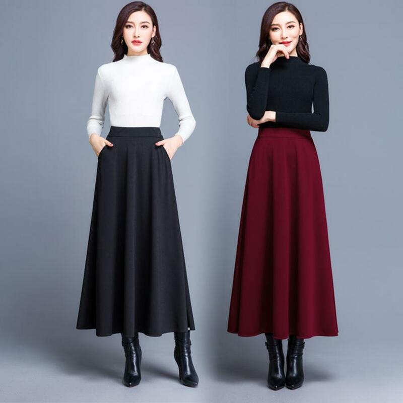 Wysokiej talii linii Midi długie Skir koreański styl duże huśtawki Slim Fit spódnice damskie wysokiej talii jesienne i zimowe spódnice spódnica biurowa