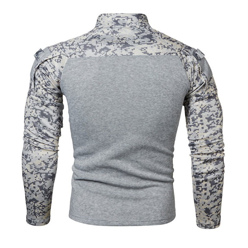 Heren Camouflage Shirt Lange Mouw Halve Hals Pullover Shirts Sport Gym Workout Slank Fitness Bodybuilding Blouse T-Shirts