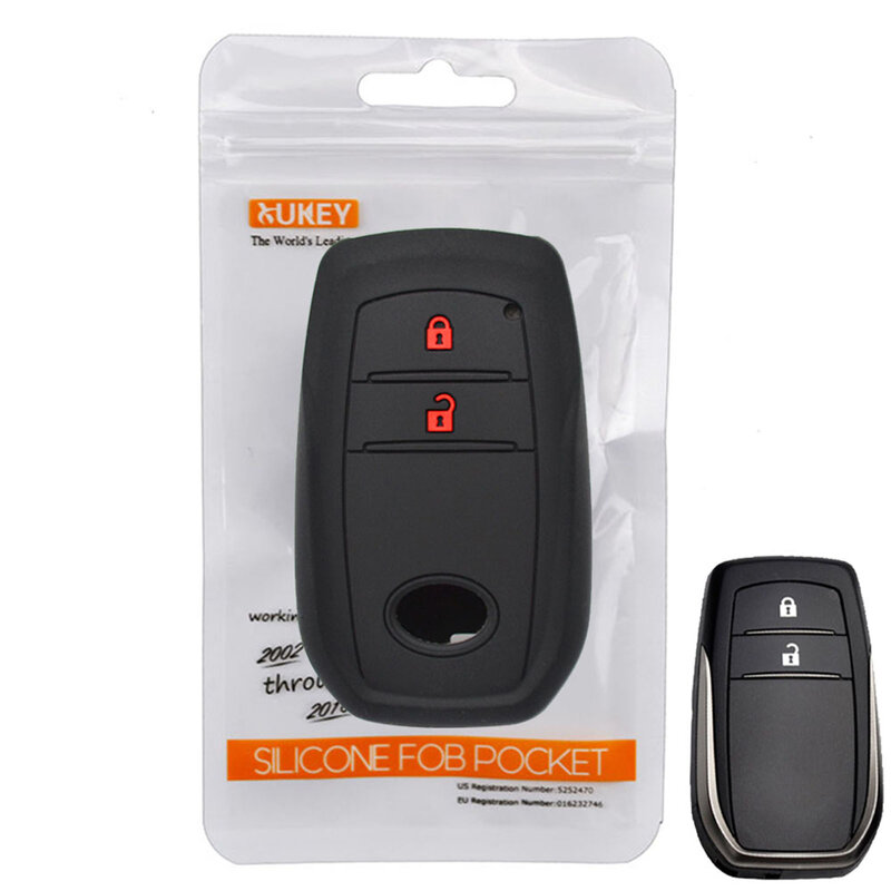 2 Button Silicone Key Case For Toyota Hilux Revo Innova Rav4 Fortuner Cover Car Remote Fob Shell Skin Key Chain Holder Protector