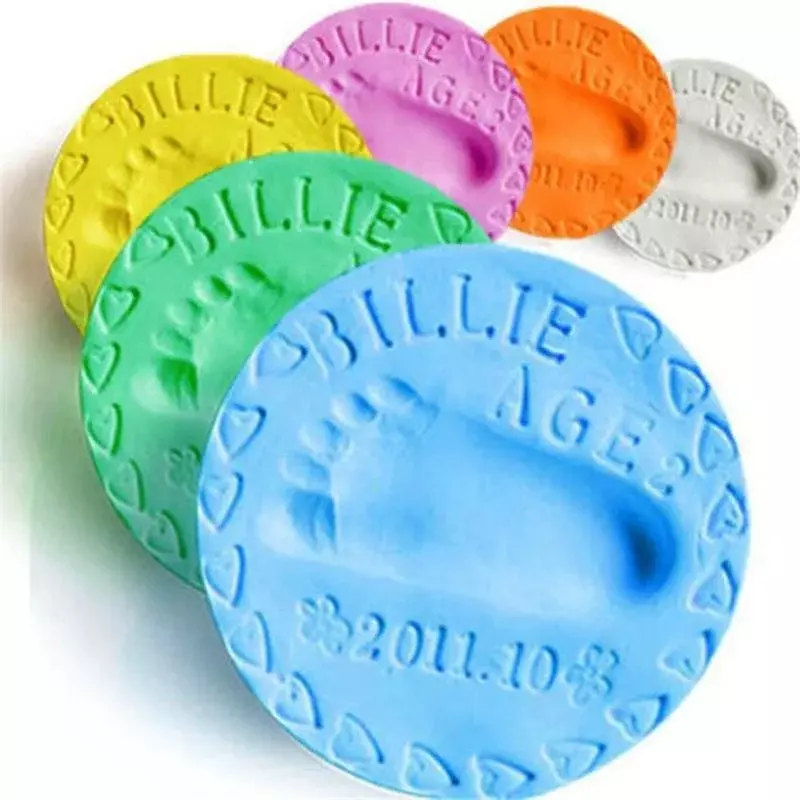 Baby Care Air Drying Soft Clay Baby Handprint Footprint Imprint Kit Casting Parent-Child Hand Inkpad Fingerprint Kids Toys DIY