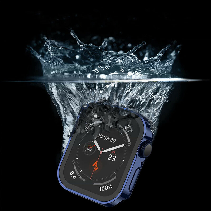 Hard case voor apple watch 44mm 40mm gehard glas screen protector ultra-dunne duurzame beschermhoes iwatch se 6 5 starlight
