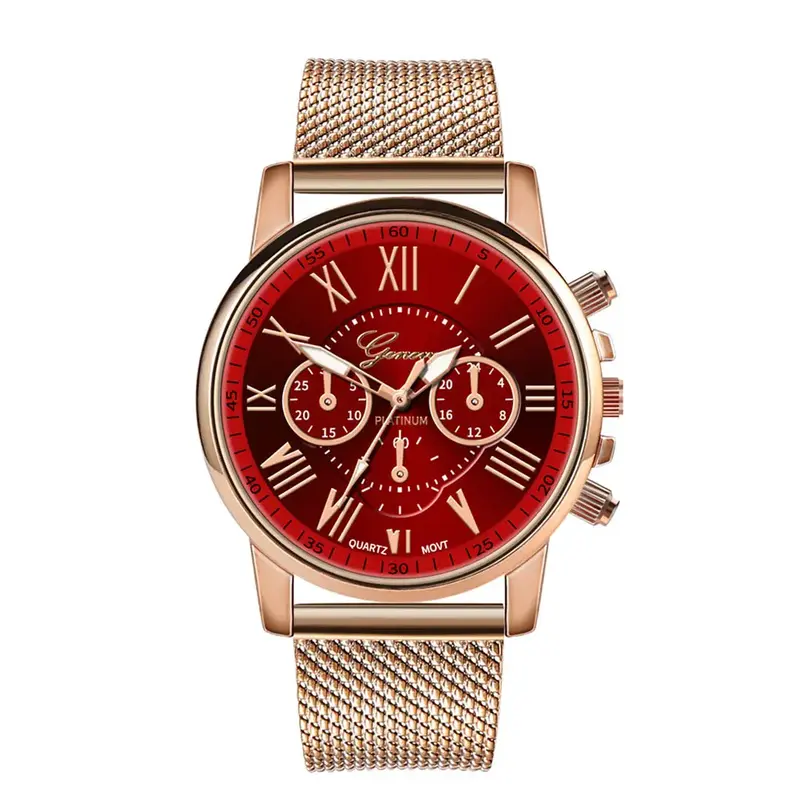 นาฬิกาผู้หญิงแนวธุรกิจแฟชั่นแบรนด์ Geneva แบบตัวเลขโรมันนาฬิกาเรียบง่าย Kol saati montre Femme relogio feminino reloj mujer