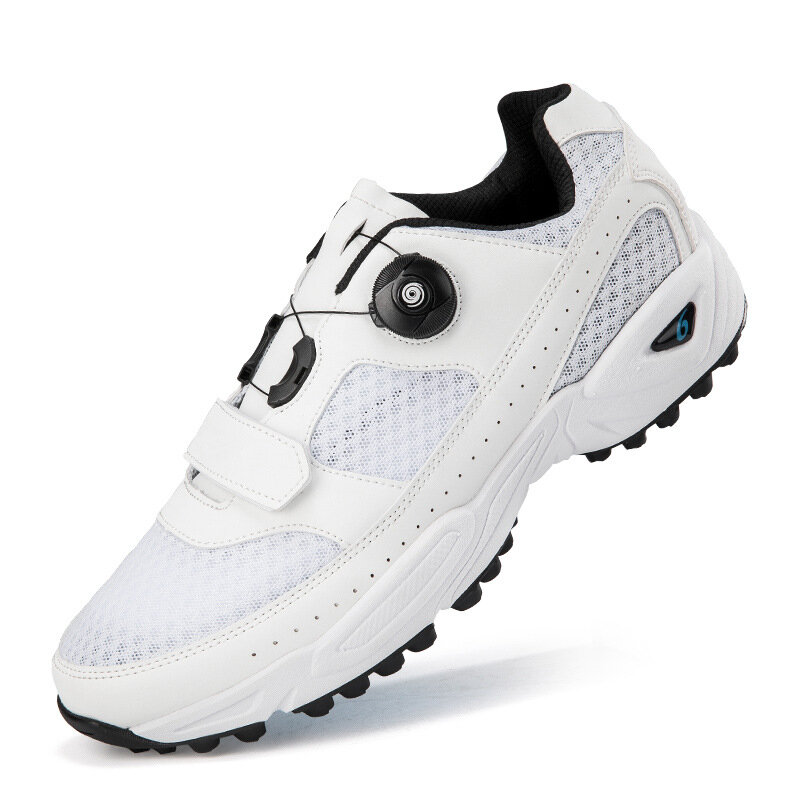 Sapato de golfe respirável masculino e feminino, tamanho grande, antiderrapante, unha móvel, tênis de botão