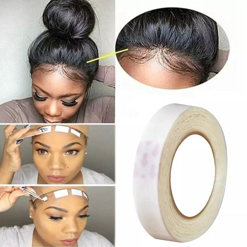 Cintas adhesivas de doble cara para pelucas, cintas de soporte frontal de encaje, cinta a prueba de agua para peluquín, extensión de cabello, 3 piezas