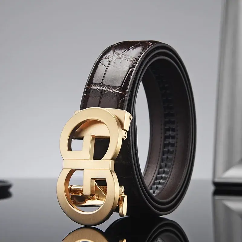 2024 New High-Grade  Men's Leather Embossing Automatic Checkoff Full-Grain Leather Business Waistband GG Belt Luxury Designer